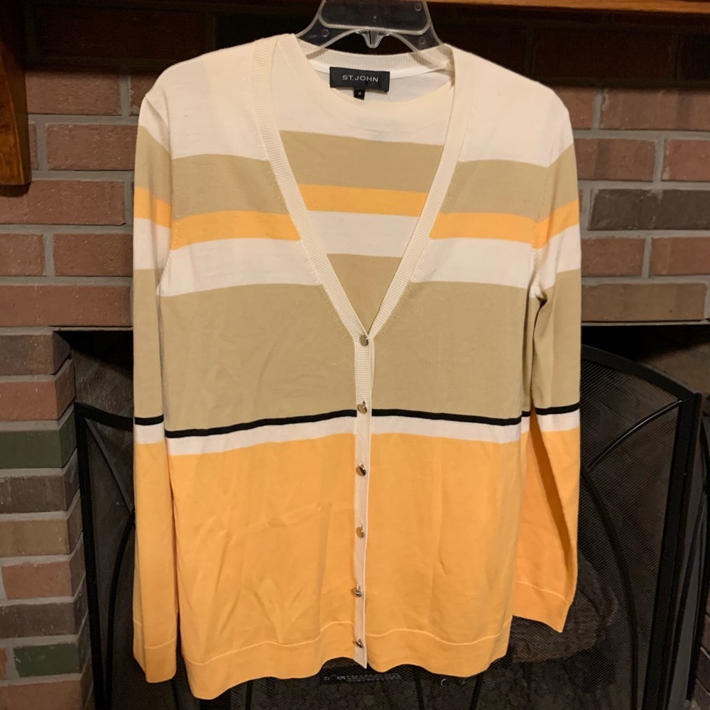 St John Couture Tank Cardigan twin set Fine Wool Knit - Picture 13 of 14